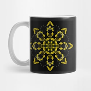 Yellow Chrysanthemum Light and Shadow Kaleidoscope pattern (Seamless) 24 Mug